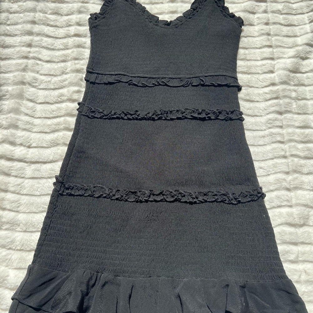 OLIVACEOUS Elegant Black Ruffle Dress